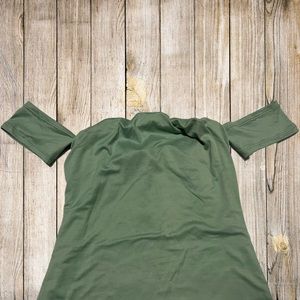 Light green off the shoulder dress